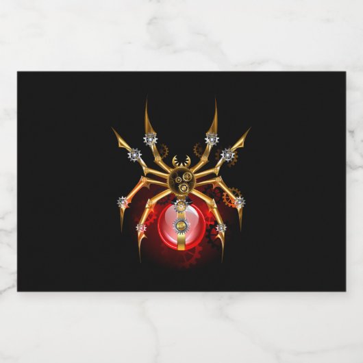 Steampunk spin op zwart likeurfles etiket (Enkel label)