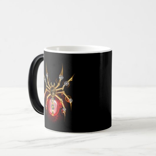 Steampunk spin op zwart magische mok (Voorkant links)