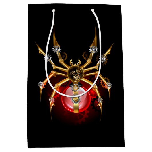 Steampunk spin op zwart medium cadeauzakje (Voorkant)