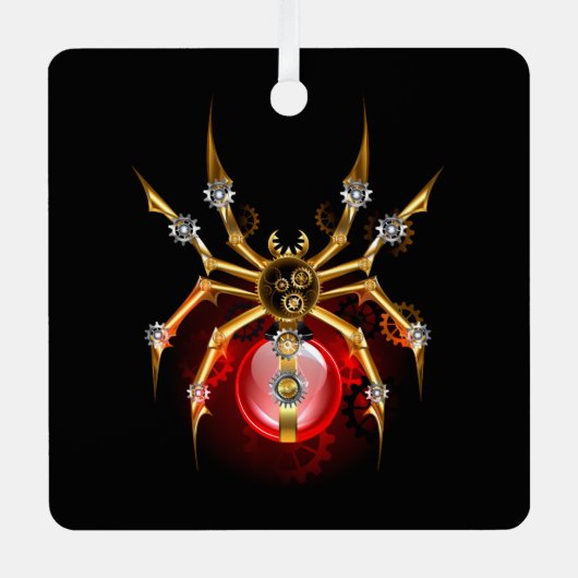 Steampunk spin op zwart metalen ornament (Voorkant)