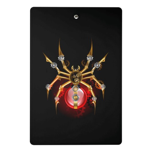 Steampunk spin op zwart mini klembord (Achterkant)