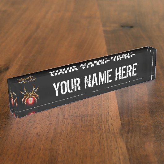 Steampunk spin op zwart naambordje (Zijkant)