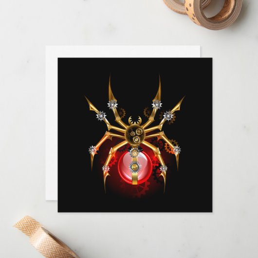 Steampunk spin op zwart notitiekaartje (Voorkant / Achterkant in situ)