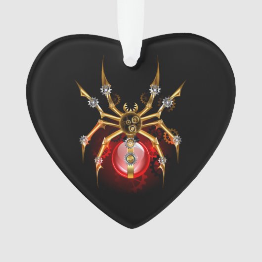 Steampunk spin op zwart ornament (voorkant)