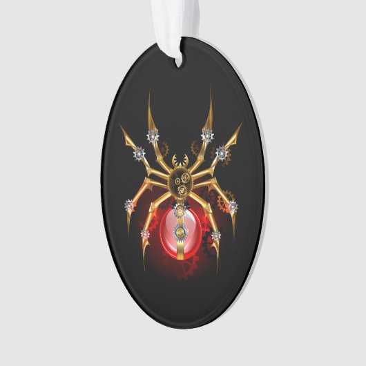 Steampunk spin op zwart ornament (voorkant)