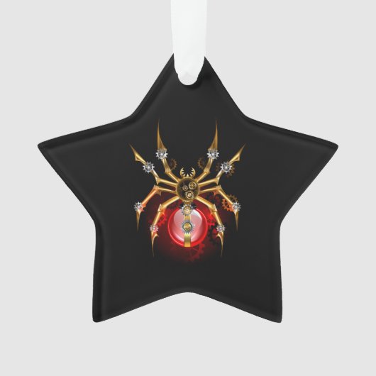 Steampunk spin op zwart ornament (voorkant)