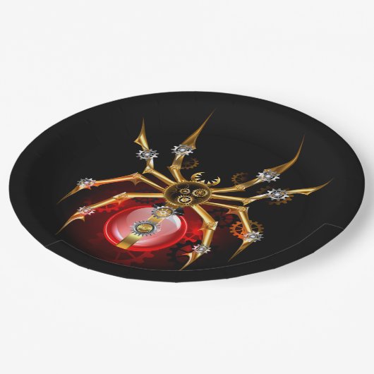 Steampunk spin op zwart papieren bordje (Gekanteld)