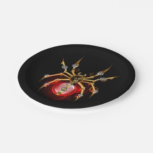 Steampunk spin op zwart papieren bordje (Gekanteld)