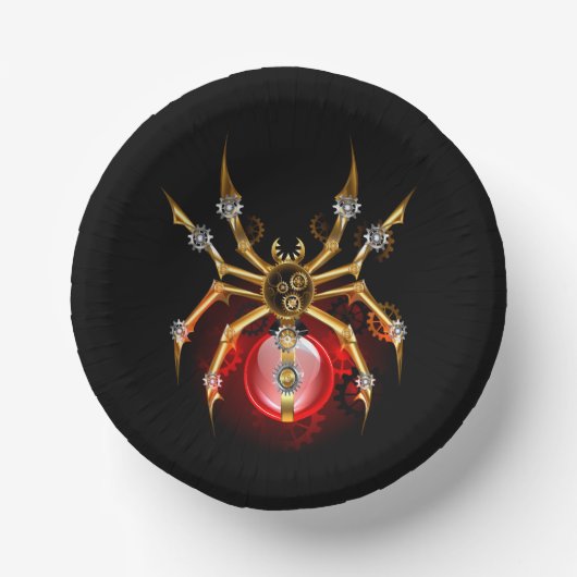 Steampunk spin op zwart papieren kommen (Voorkant)
