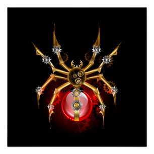 Steampunk spin op zwart perfect poster