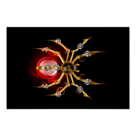 Steampunk spin op zwart perfect poster (Voorkant)