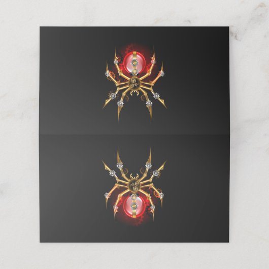 Steampunk spin op zwart plaatskaartje (Buitenkant ongevouwen)