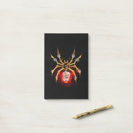 Steampunk spin op zwart post-it® notes (Op bureau)