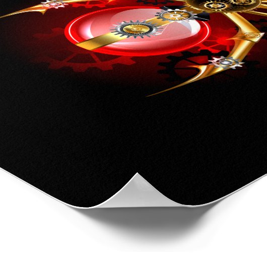 Steampunk spin op zwart poster (Hoek)