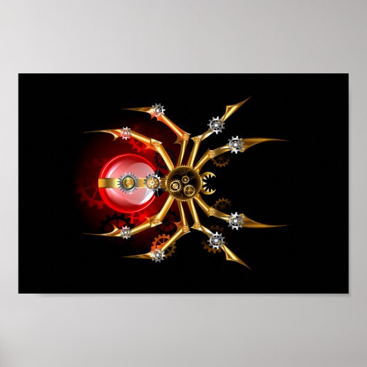 Steampunk spin op zwart poster (Voorkant)