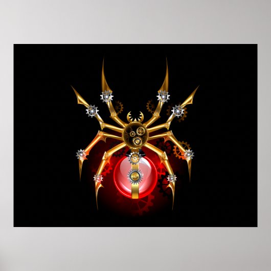 Steampunk spin op zwart poster (Voorkant)