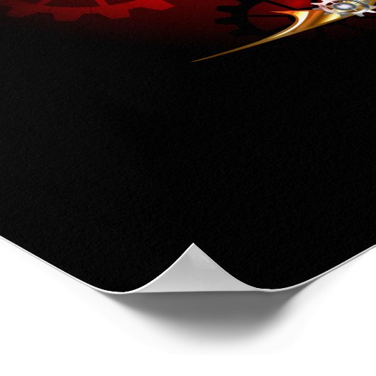 Steampunk spin op zwart poster (Hoek)