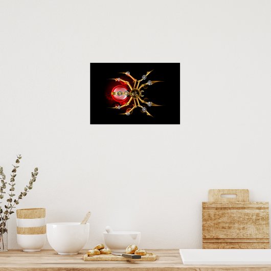Steampunk spin op zwart poster (Keuken)