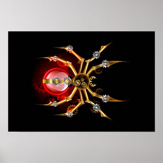 Steampunk spin op zwart poster (Voorkant)