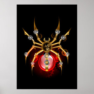 Steampunk spin op zwart poster