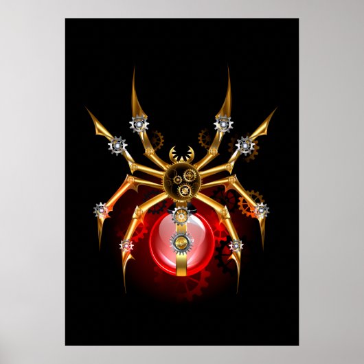 Steampunk spin op zwart poster (Voorkant)