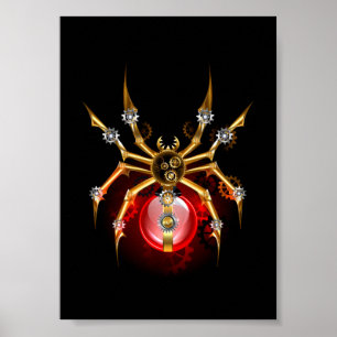 Steampunk spin op zwart poster