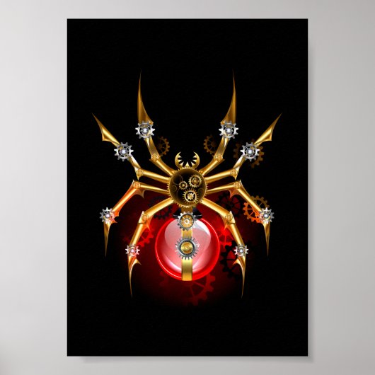 Steampunk spin op zwart poster (Voorkant)