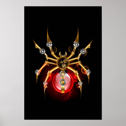 Steampunk spin op zwart poster (Voorkant)