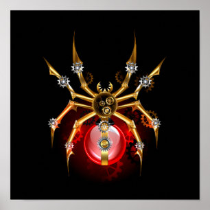 Steampunk spin op zwart poster