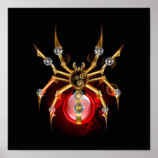 Steampunk spin op zwart poster (Voorkant)