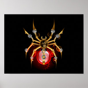 Steampunk spin op zwart poster
