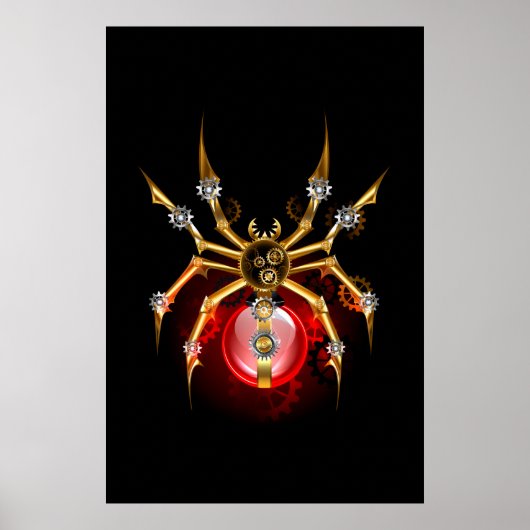Steampunk spin op zwart poster (Voorkant)