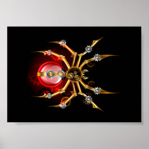 Steampunk spin op zwart poster