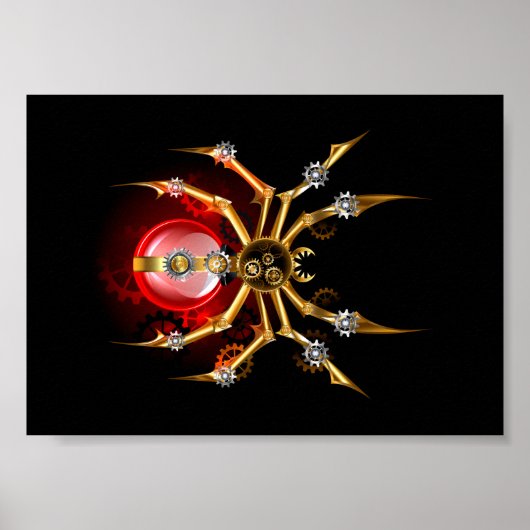 Steampunk spin op zwart poster (Voorkant)
