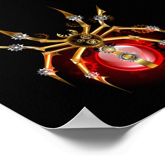 Steampunk spin op zwart poster (Hoek)