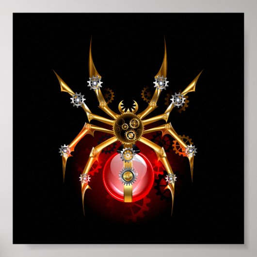 Steampunk spin op zwart poster (Voorkant)