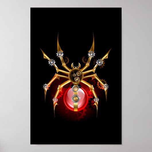 Steampunk spin op zwart poster (Voorkant)