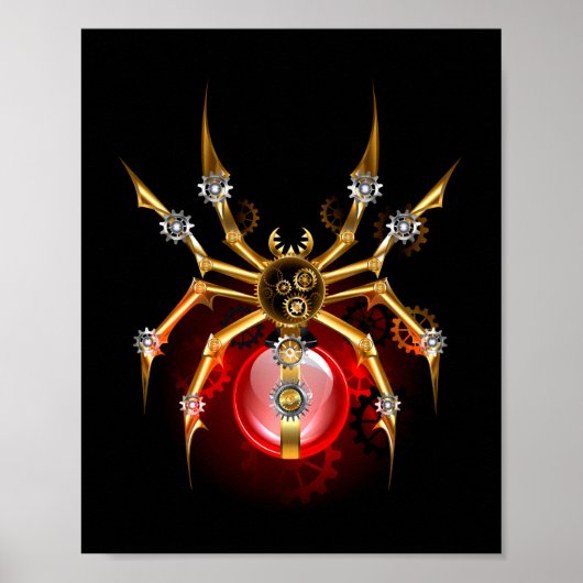Steampunk spin op zwart poster (Voorkant)