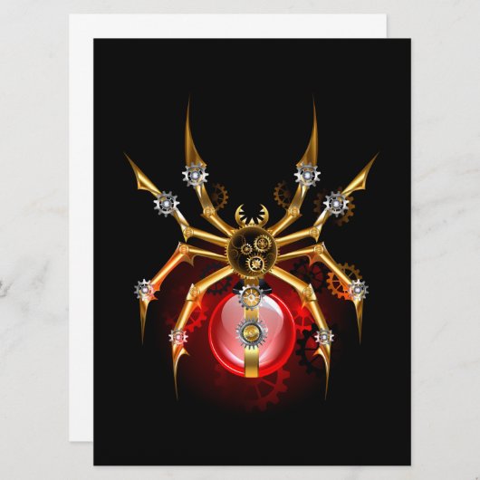 Steampunk spin op zwart programmakaart (Voorkant / Achterkant)