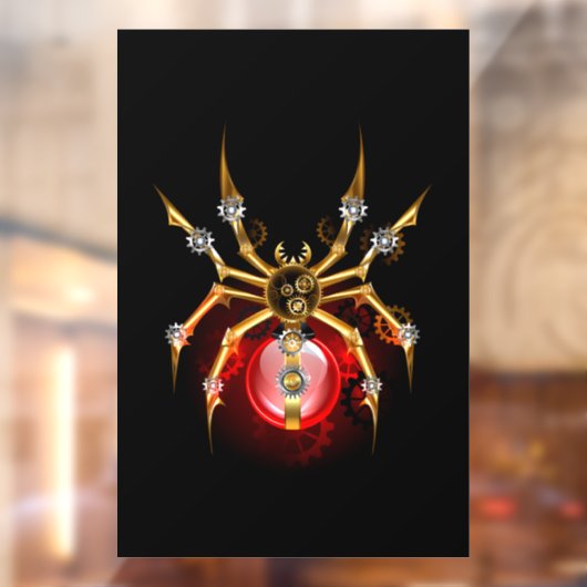 Steampunk spin op zwart raamsticker (Vel 2)