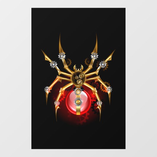 Steampunk spin op zwart raamsticker (Vel)