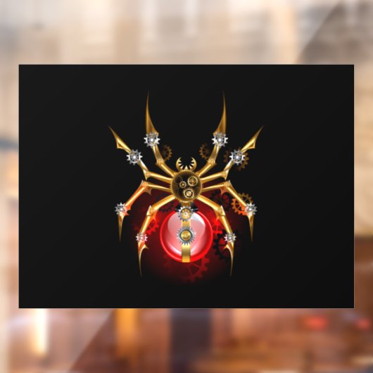 Steampunk spin op zwart raamsticker (Vel 2)