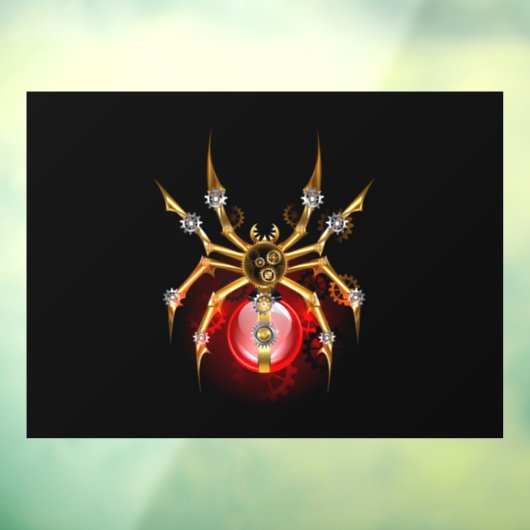 Steampunk spin op zwart raamsticker (Vel 3)