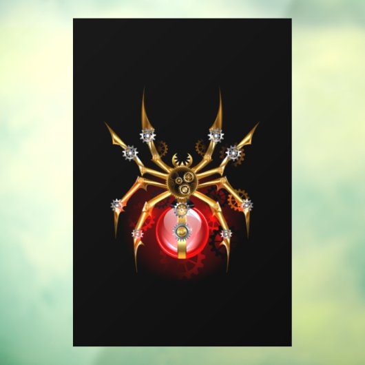 Steampunk spin op zwart raamsticker (Vel 3)