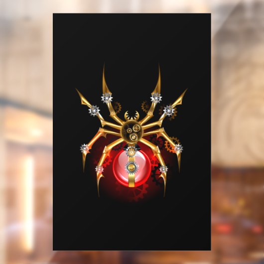 Steampunk spin op zwart raamsticker (Vel 2)