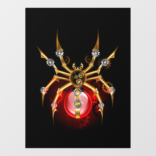 Steampunk spin op zwart raamsticker (Vel)