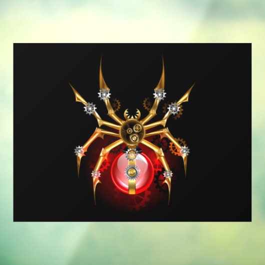 Steampunk spin op zwart raamsticker (Vel 3)