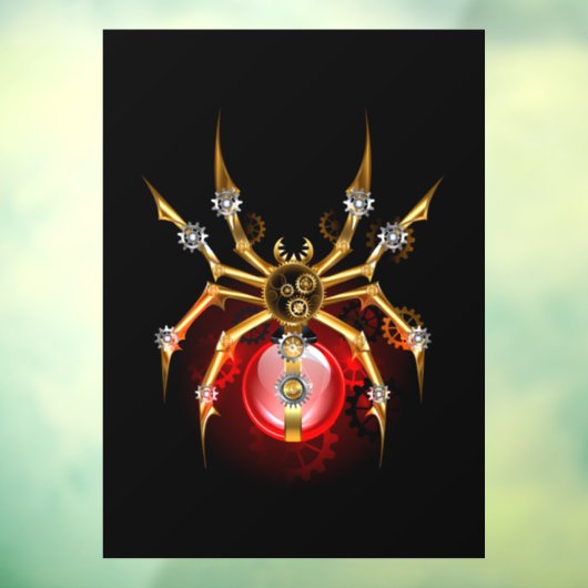 Steampunk spin op zwart raamsticker (Vel 3)