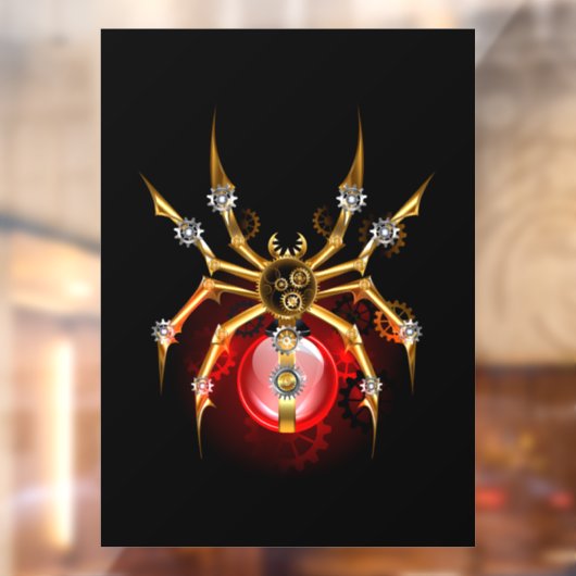 Steampunk spin op zwart raamsticker (Vel 2)