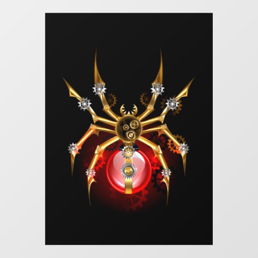 Steampunk spin op zwart raamsticker (Vel)